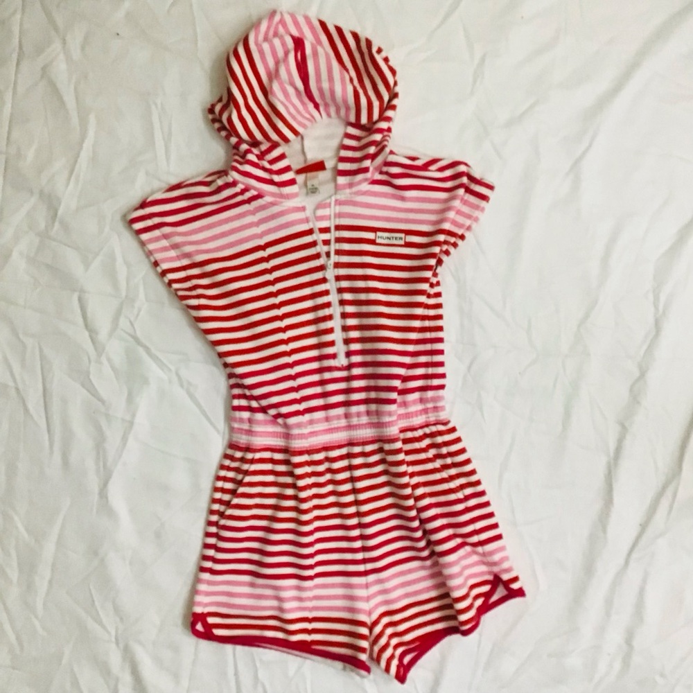 Hunter Hocded Multi Striped Short Sleeve Romper
